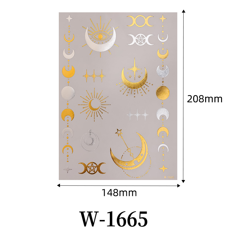 Pegatinas de tatuaje de estampado transfronterizo impermeable Europa y América plata estampado metal estampado tatuaje flash pegatinas de tatuaje desechables temporales personalizadas