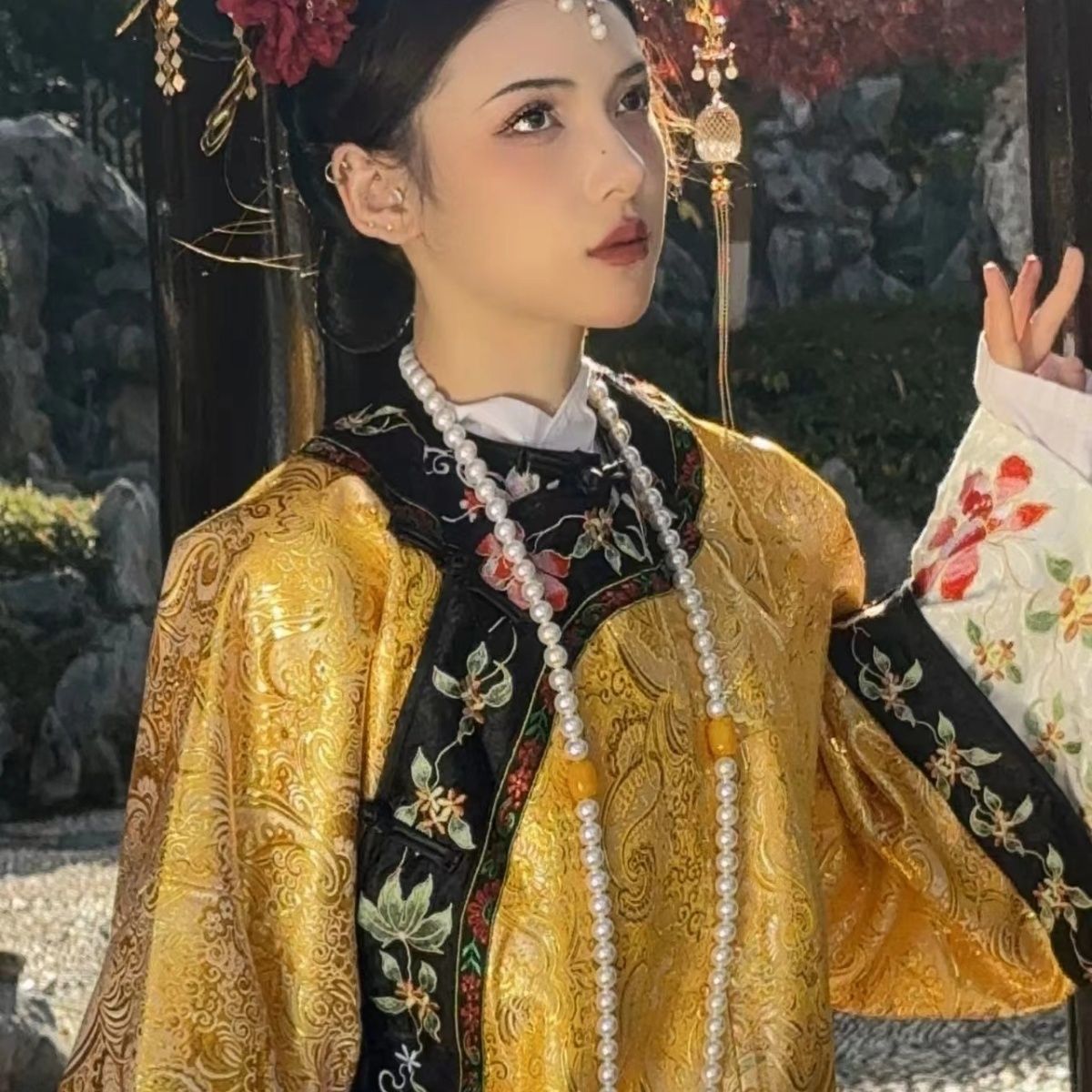 清代女清朝格格贵妃服非汉服中国风氅衣旗装旗女新中式刺绣宫廷风
