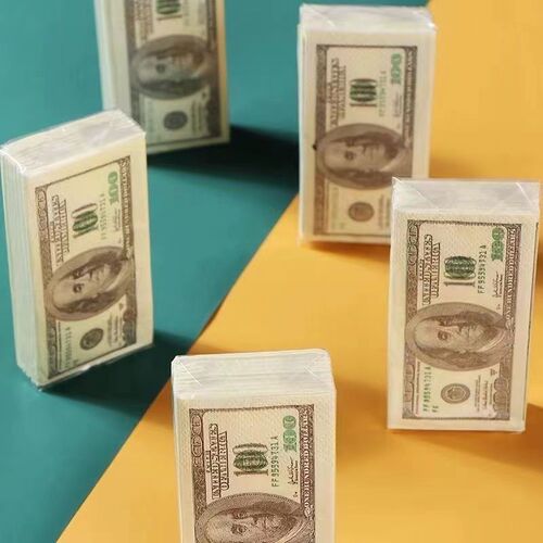 Simulated US dollar printed tissue paper, bamboo pulp table napkins, disposable handkerchiefs, paper money-style tissues, roll paper series, dropshipping