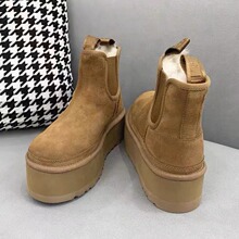 厚底超纤皮雪地靴子女2022新款爆款棉鞋加绒加厚女防寒保暖雪地靴