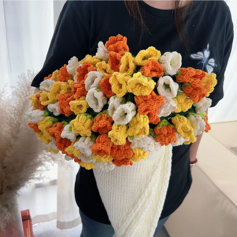 신상품 - 삼색 노란색 꽃꽂이 + 유백색 담요 은방울꽃 담요