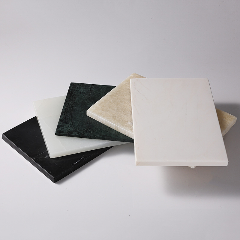 Nordic-style marble tray square polygon white cake fruit Western dinner food handle tray wholesale