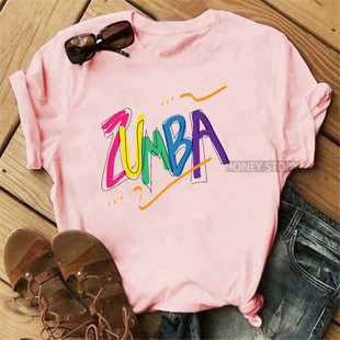 Zumba����赸ˮ��ӡ��ŮʿT���r��ԭ��Ů�b�������^��Round neck
