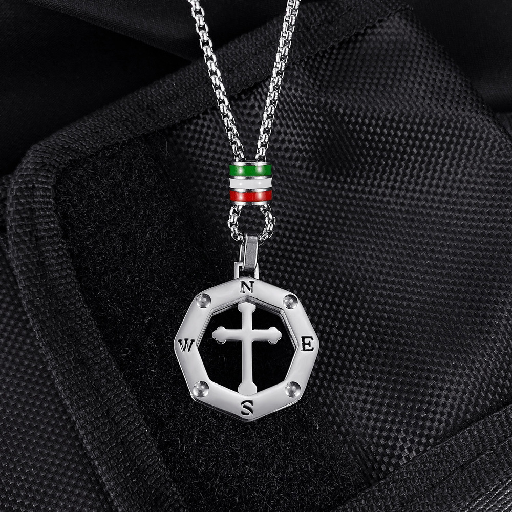 Hollow Cross Pendant Titanium Steel Necklace display picture 2