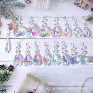 AB color octagonal beads Maple Leaf net leaf pendant crystal pendant sun catcher DIY pendant wedding garden decoration