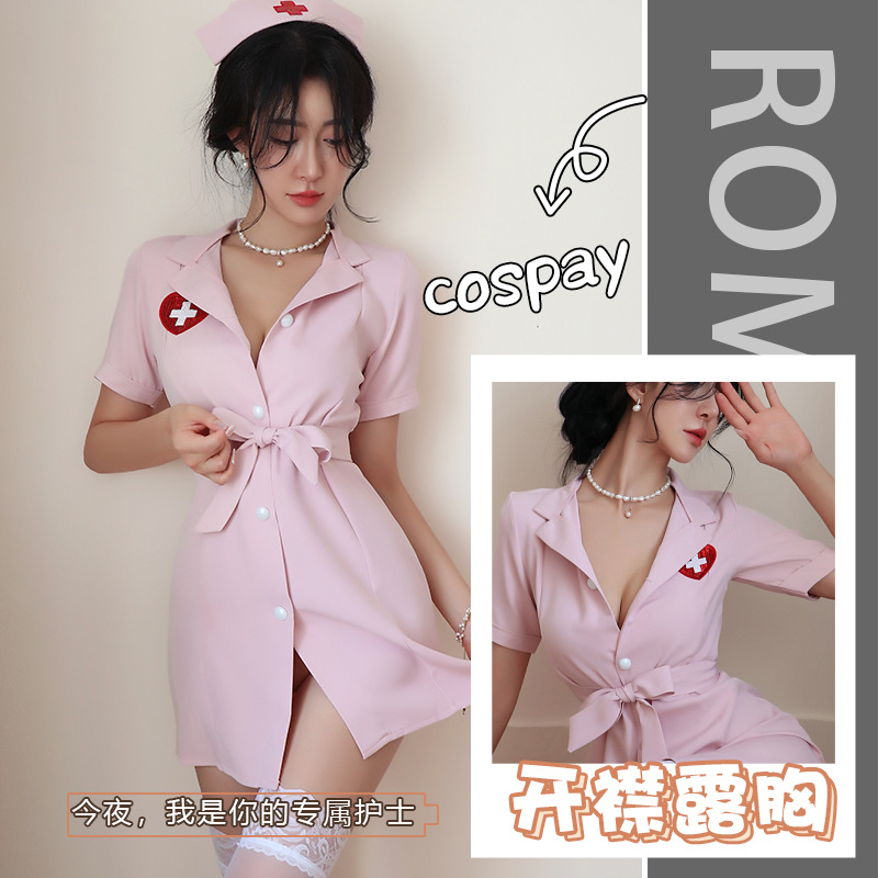 Long Night Sex Lingerie Sexy Temptation Nurs Dress Hot Role-playing Uniform Temptation suit Female 1604
