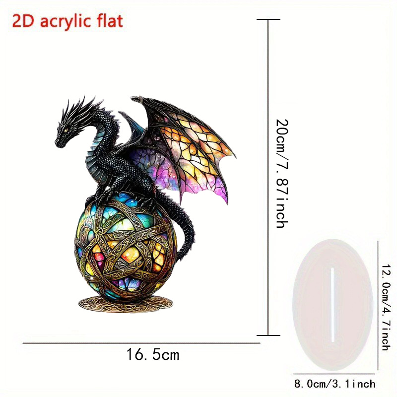 Encantadora estatua de dragón de vidrio de colores con diseño gótico fantástico en un globo, ideal para el hogar image 4