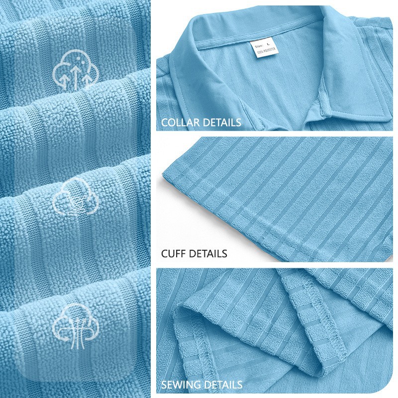 Nuevo transfronterizo de Europa y Estados Unidos para hombres verano nuevo tipo de piel transpirable tela jacquard rectas con solapa juego deportivo casual image 4