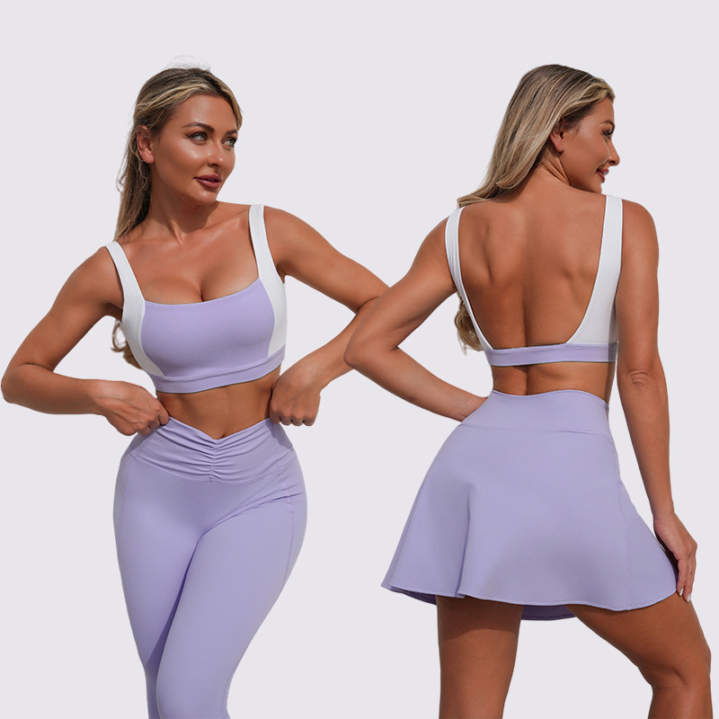 Nuevo chaleco deportivo transfronterizo de retroceso de color, mujeres, Europa y Estados Unidos, fitness, ropa de yoga, ropa apretada para mujeres.