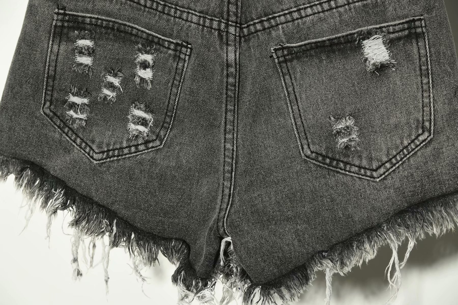 High Waist Loose Fit Denim Shorts Style Summer Wear For Women Large Size Hole Detail Slimming Effect Raw Edge Wide Leg A-Line Hot Pants_ecoleips.com