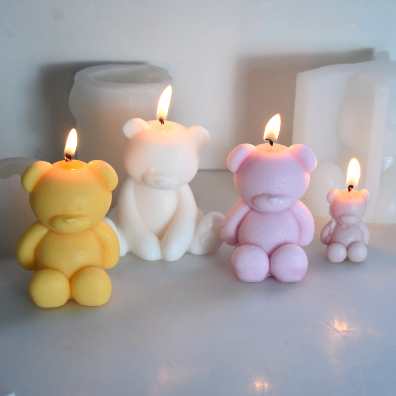 Corea del Sur simple sentado oso silicona molde aromaterapia vela coreana fabricación de velas aromaterapia ins decoración molde