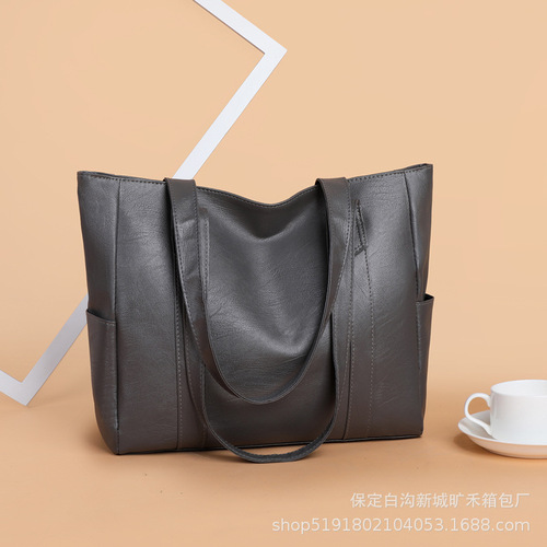 Women's Bags  New Casual Shoulder Bag Light Texture Large Capacity Middle-aged Mom Bag PU Leather Handbag