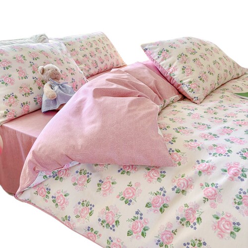 ins style 40 count bed four piece set pure cotton wholesale cotton quilt cover sheet bed sheet three piece student dormitory set