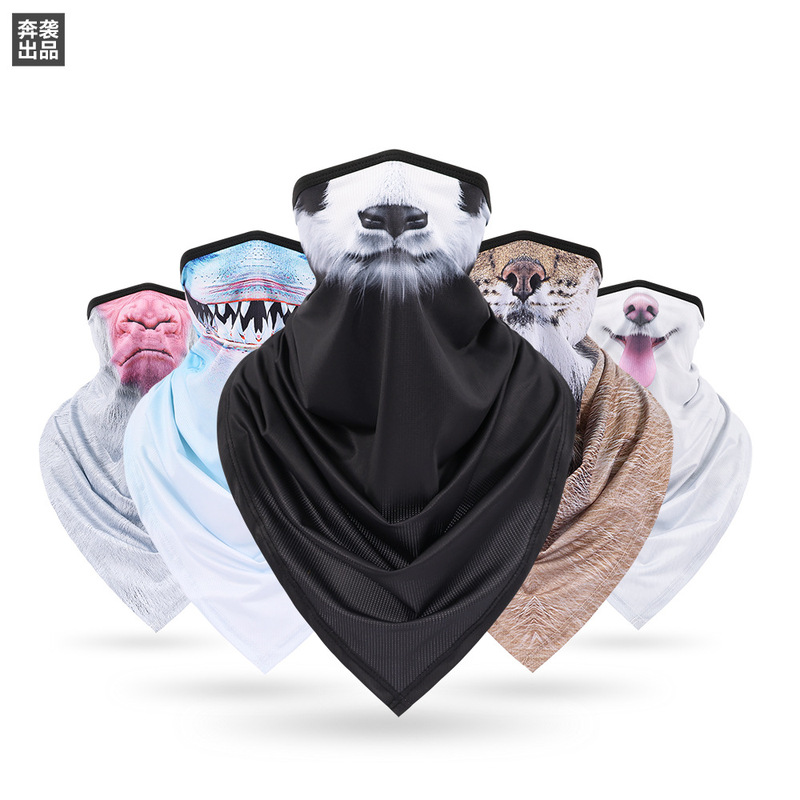 Ice silk pinhole triangle towel breathable sunscreen mask for men and women outdoor riding funny animal scarf fishing collar Ice silk pinhole triangle towel breathable sunscreen mask for men and women outdoor riding funny animal scarf fishing collar