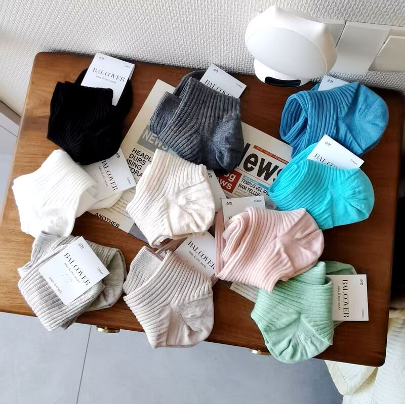 Cross-border Generation Spring Thin Cotton Women's Stacked Socks Simple Style Candy Color Yarn High BALCOVER South Korea Socks