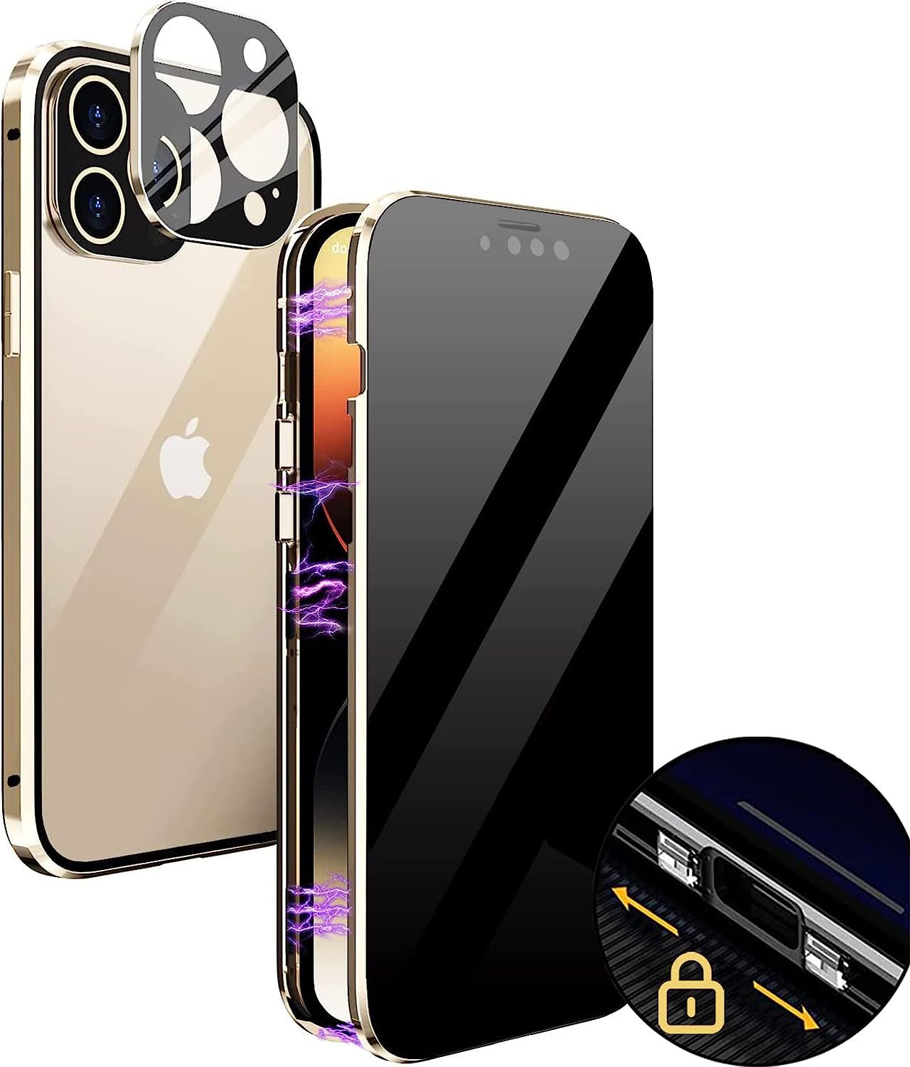 Funda para teléfono móvil iPhone16 Magnetic King Apple 15 hebilla de doble tarjeta Gafas de vidrio de doble cara Funda magnética de metal