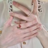 Fashionable fresh elegant ring, flowered, Korean style, on index finger