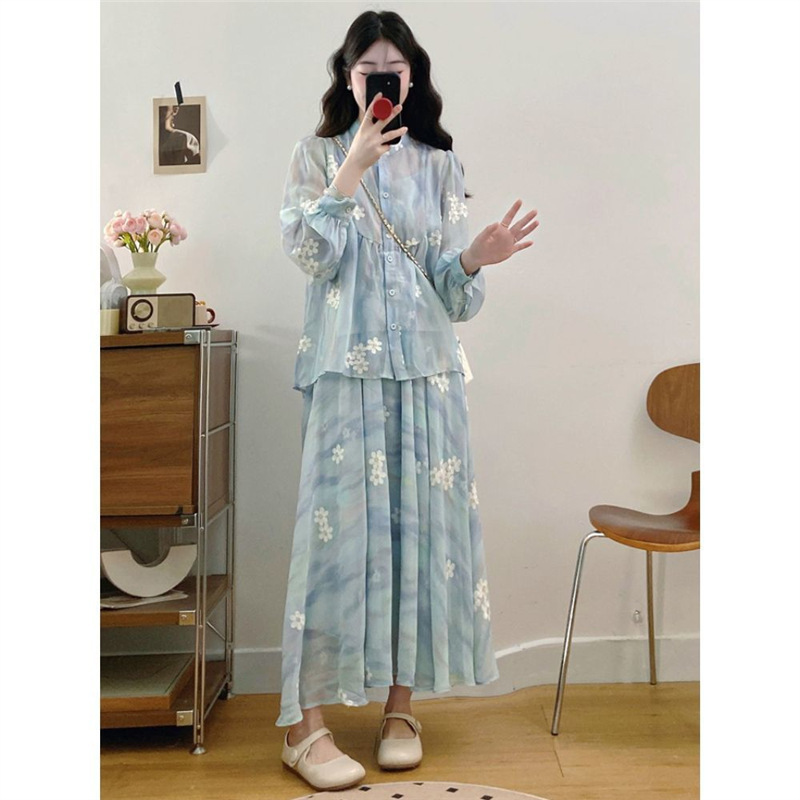 开春穿搭一整套微胖mm新中式温柔少女气质减龄别致漂亮连衣裙套装|undefined