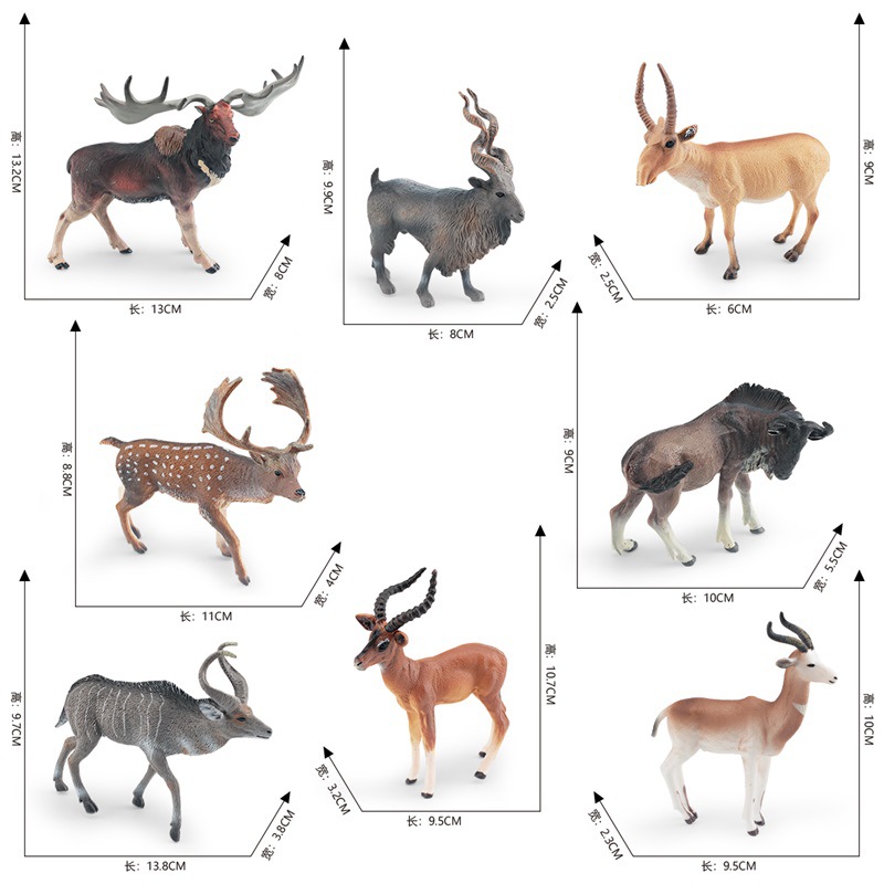 Cross-border simulación bosque animal modelo Cuerno caballo antílope torcedura cuerno cabra Big Horn Deer Montaña antílope de escritorio adornos estáticos