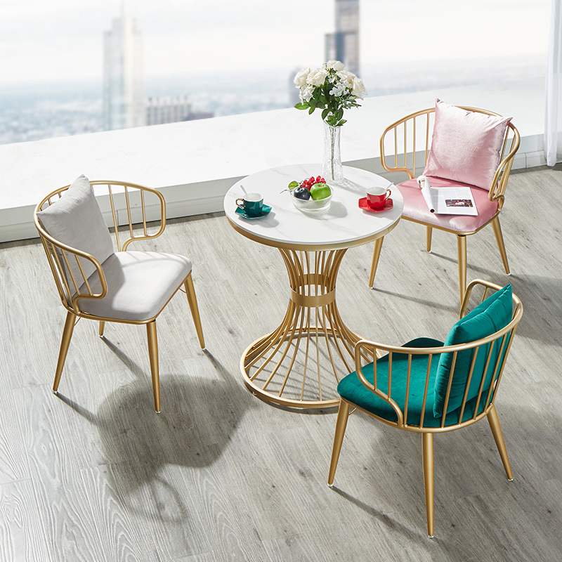 Nordic rock plate dining table outdoor balcony home Leisure Hall bar light luxury round table and chair coffee table small apartment