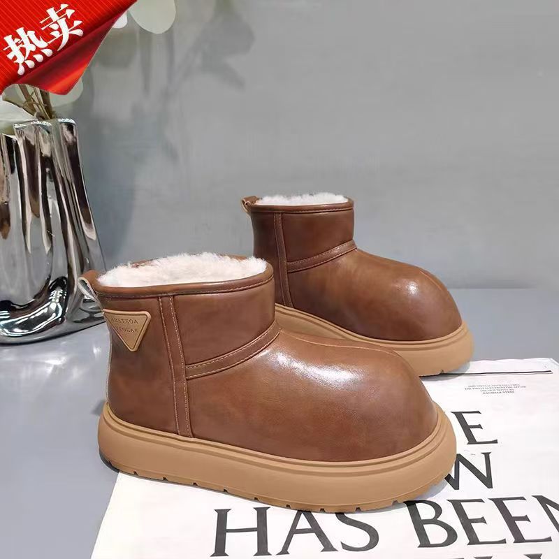 Niños cuero impermeable padres-hijos zapatos de nieve para niños y niñas calentamiento de lana gruesa zapatos de algodón grueso suela gruesa 2025 invierno image 7