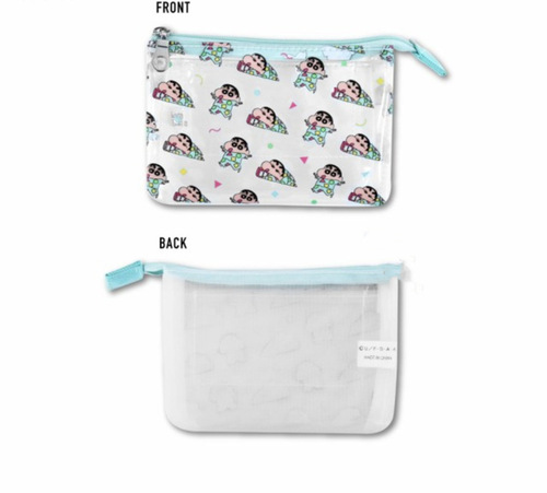 Japanese Crayon Shin-chan cartoon cute pvc transparent waterproof storage bag double layer cosmetic bag coin purse cute