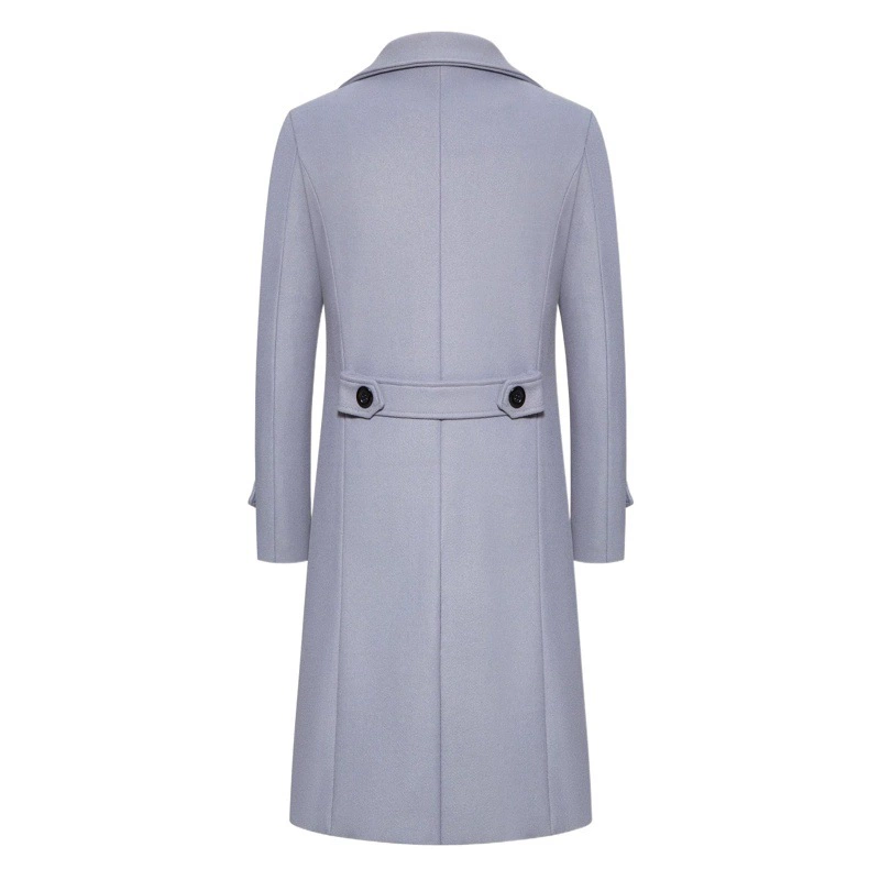 【M-5XL】Мужской шерстяной плащ-тренч двубортный удлиненный приталенный, осенне-зимняя коллекция 2024, для трансграничной торговли