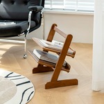 北欧简约中古风书报架小户型创意收纳架家用白蜡木置物架边几书柜