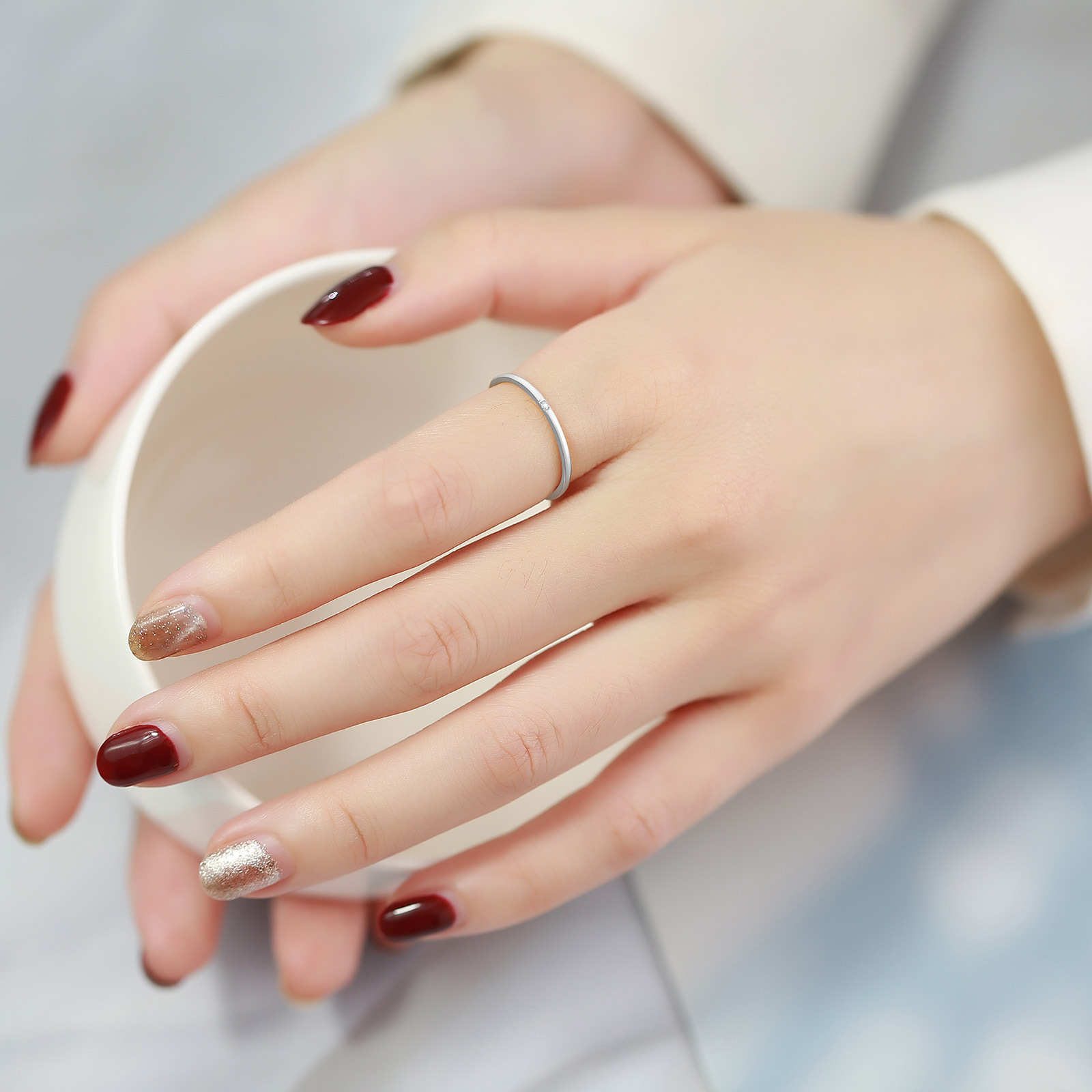 Simple Style Geometric Titanium Steel Rings Inlay Zircon Stainless Steel Rings