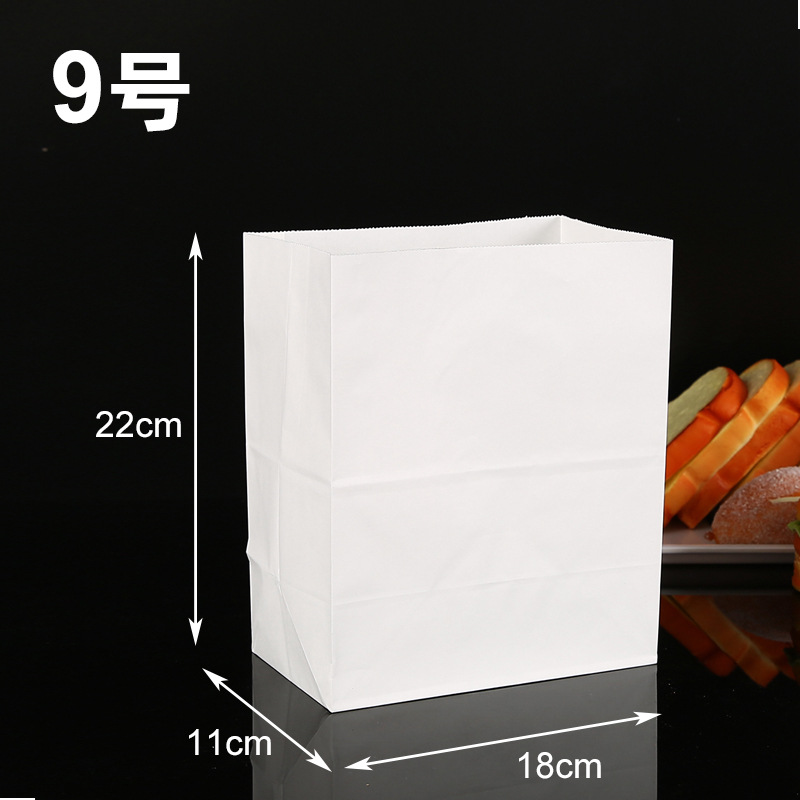 Bolsa de papel a prueba de aceite desechable pan envasado de alimentos bolsa de papel para hornear Almacenamiento de embalaje bolsa de papel kraft blanco personalización