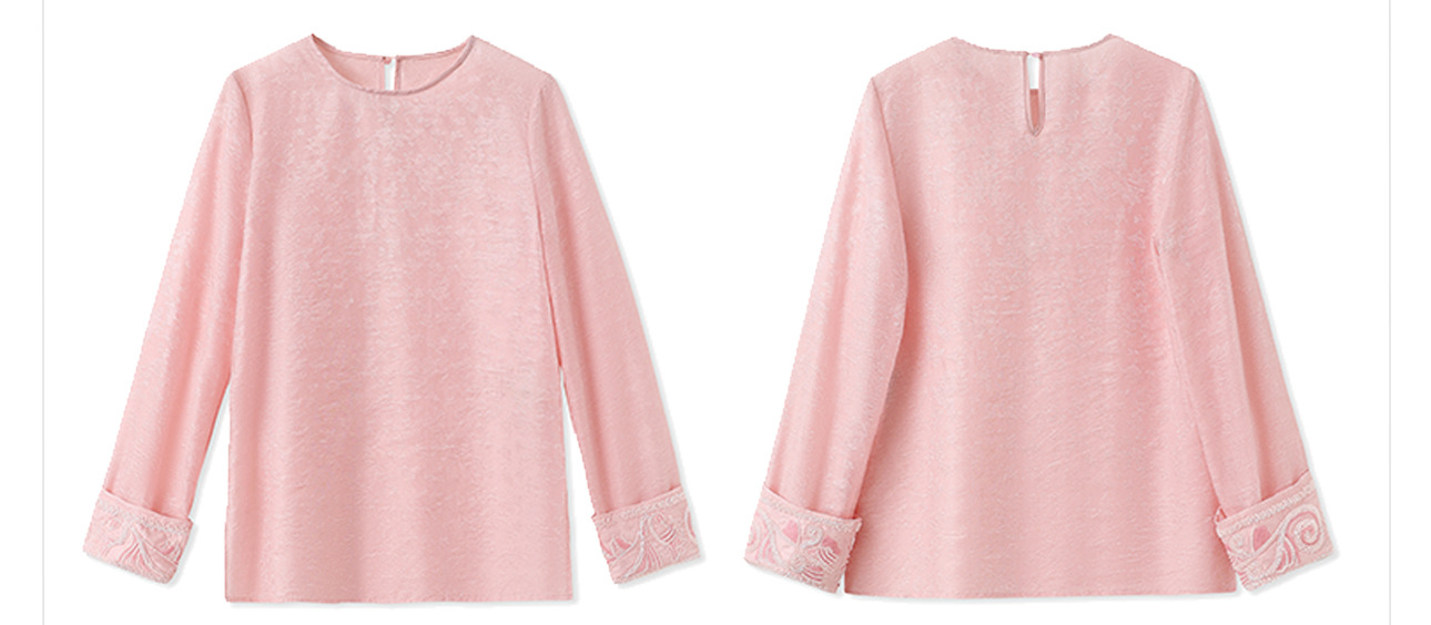 Áo sơ mi nữ dài tay phong cách Trung Hoa mới, đính cườm thêu tay, chất liệu rayon mỏng nhẹ N2071 — Màu hồng, Màu trắng be, Màu vàng nhạt chi tiết 45