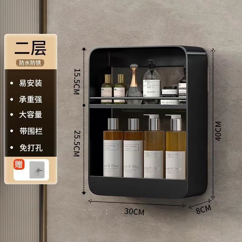 almacenamiento multicapa para cosméticos domésticos montados en la pared por encima del inodoro sin agujeros