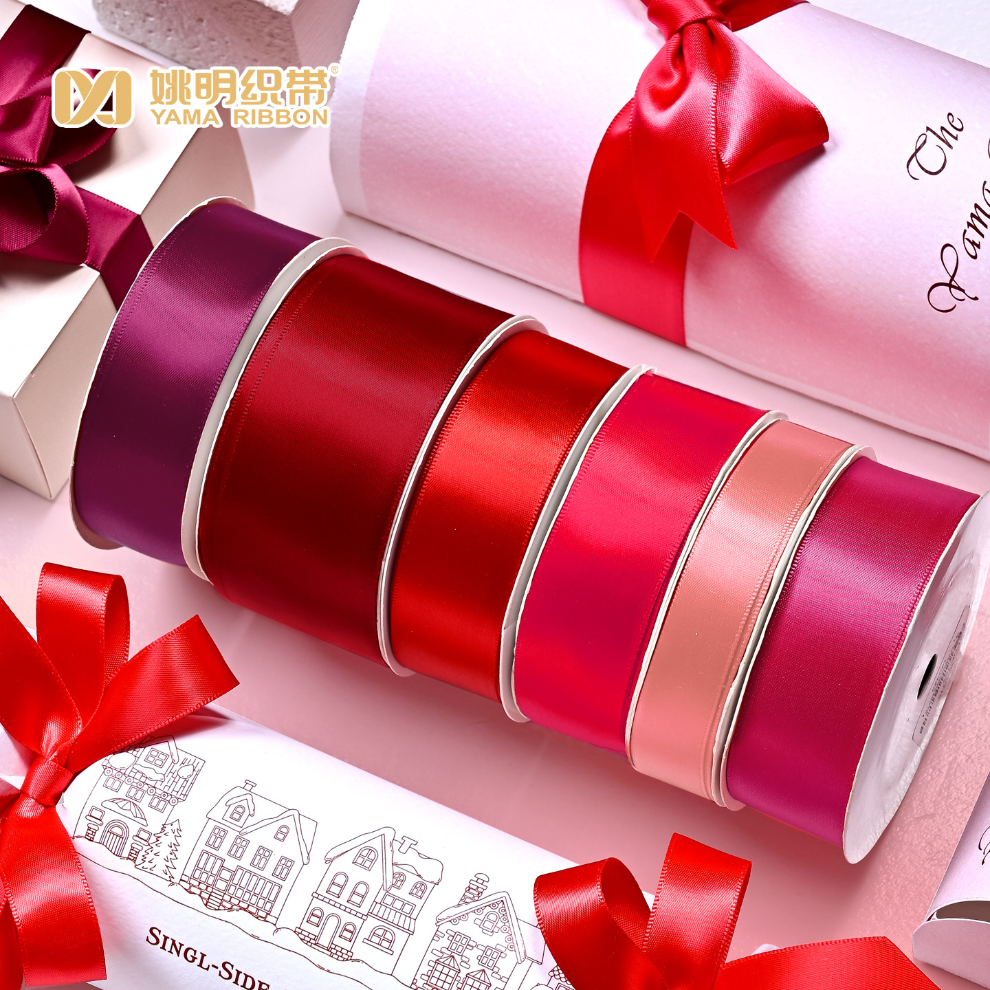 Cinta de Poliéster de una Cara Yao Ming, 196 Colores, Cinta de Satén al por Mayor, Accesorios para Lazos Hechos a Mano, Cinta para Empaque