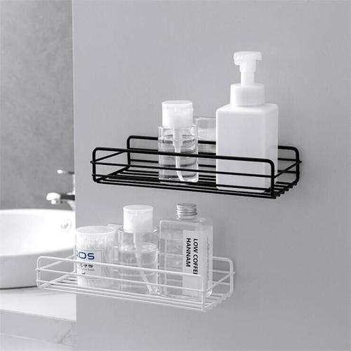 浴室置物架免打孔卫生间收纳架长方形铁艺多功能墙上厨房洗漱用品