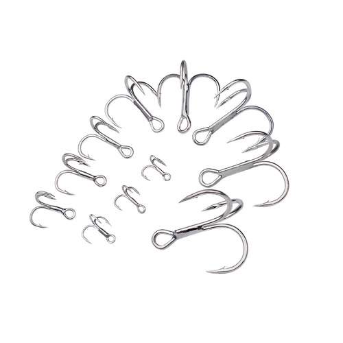 Three blood groove hooks, thickened and strengthened three anchor hooks, barbed lure hooks, anchor fish hooks, bright tin seawater and freshwater hooks