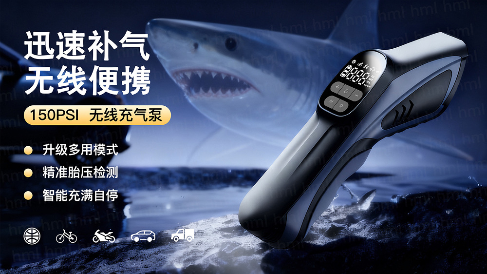 Car Air Pump, Electric Car Air Pump, Nitrogen Tire Pump with Tire Pressure Measurement, Portable Wireless Inflator