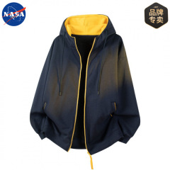 NASA品牌春秋美式cleanfit宽松连帽开衫卫衣外套男女百搭情侣上衣