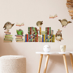 FX-D439卡通可愛貓頭鷹看書兒童房幼兒園牆面裝飾牆貼紙批發自粘