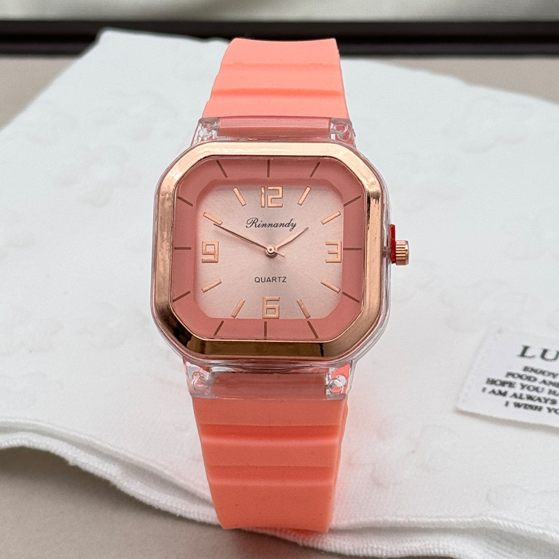 Cross-Border Foreign Trade New Square Digital Quartz Women's Watch Fashion Casual Simple Silicone Couple Watch Wholesale