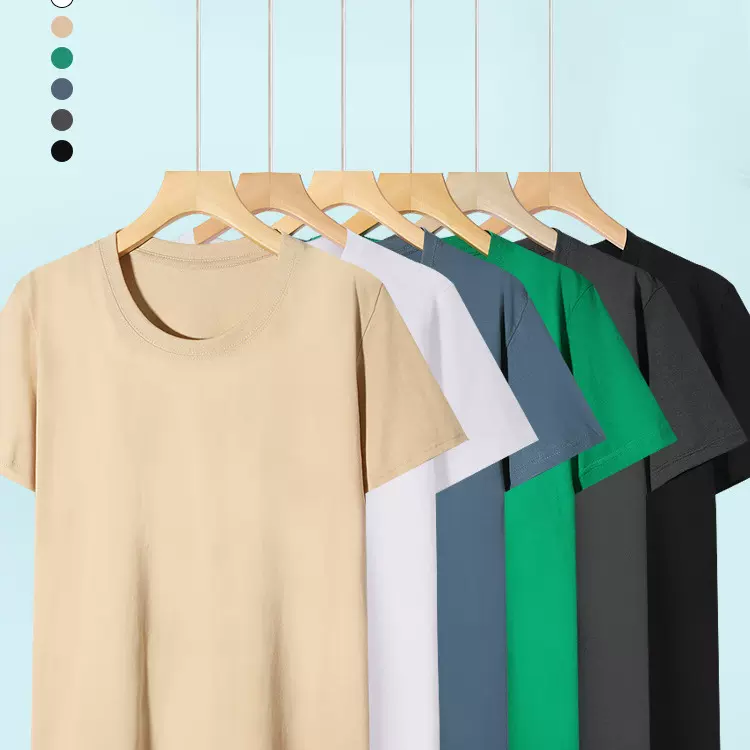 180cvc短袖T恤纯色圆领打底印花广告衫空白印图文化衫