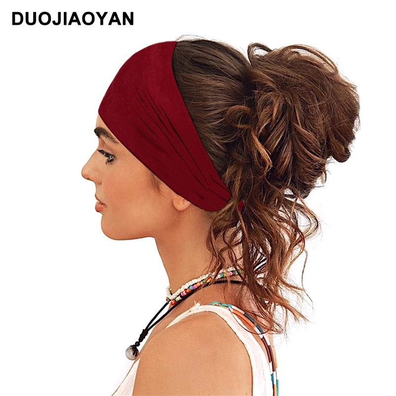 Elastic Macaron Sports Headband For Women Solid Colour Fabric_voghion.com