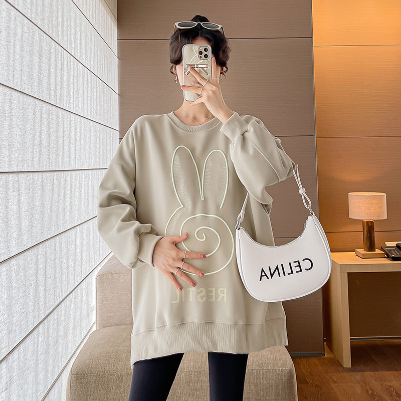実写スポット妊婦服秋刺繍プリントゆるい大サイズのスウェット|undefined