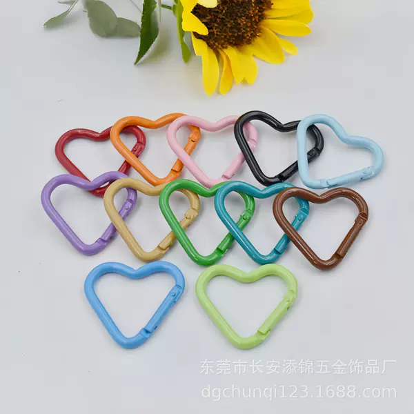 Painted Colorful No. 5 Heart-Shaped Carabiner with Open Spring Clasp DIY Jewelry Accessories Aluminum Alloy Connecting Ring