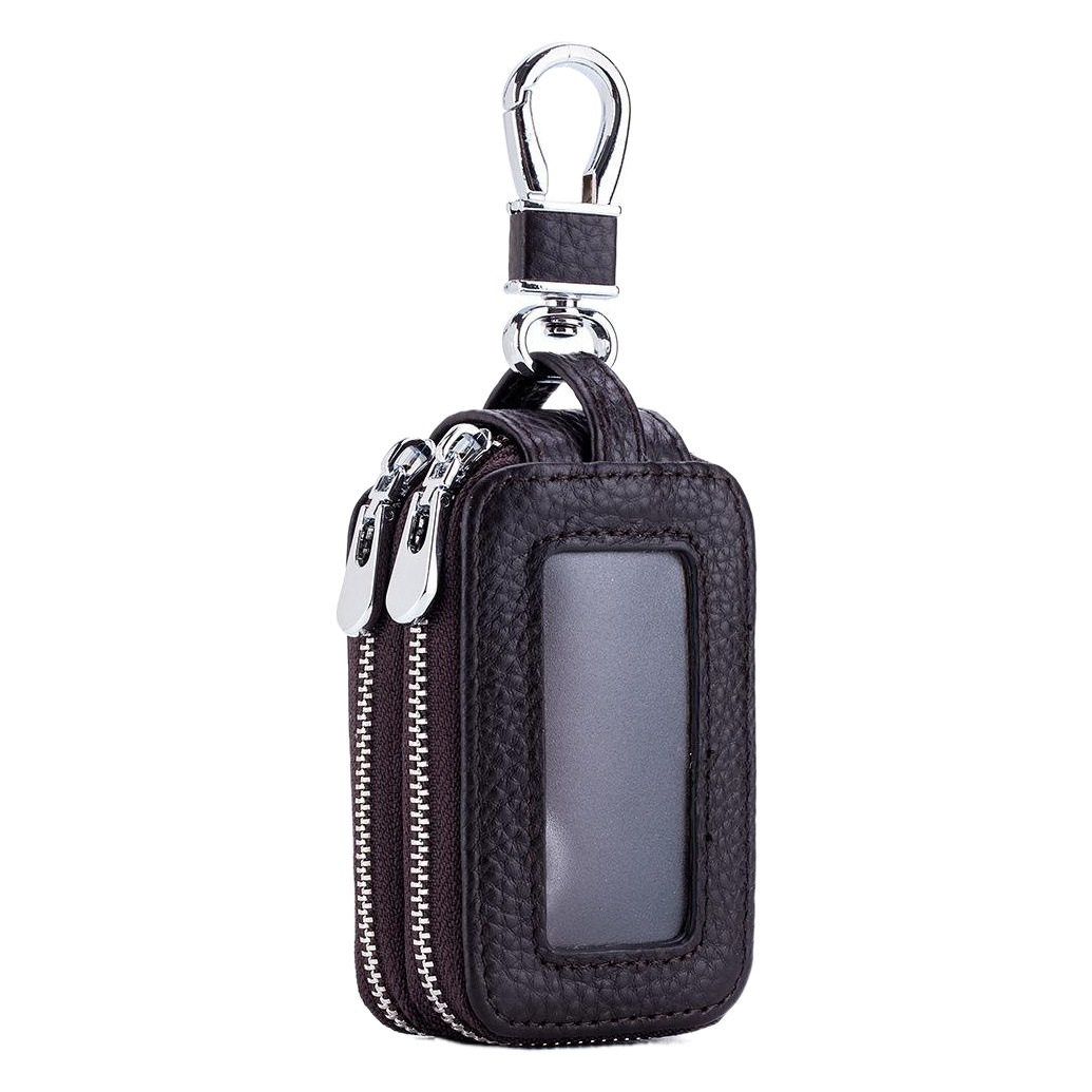 Double-layer car key bag Guangzhou factory direct leather multifunctional zipper unisex key bag soft
