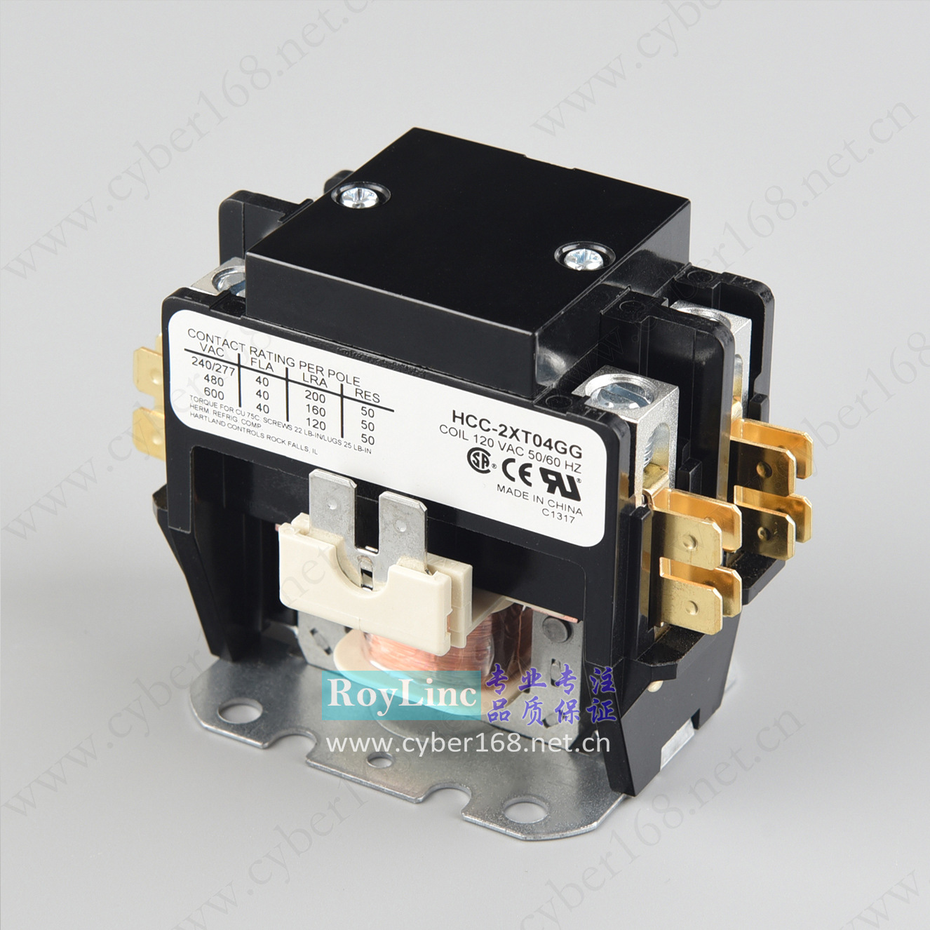 120V 40A HCC-2XT04GG 铝柱压线盒 UL CSA大负载双极交流接触器