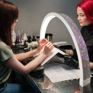 Nail Tech Lamp for Desk, Half Moon Light with Phone Holder