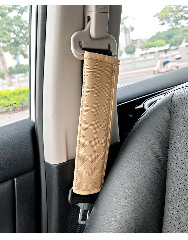 Car Seatbelt Shoulder Pads, Safety Belt Covers, Protective Covers, Leather Shoulder Pads, Interior Accessories, Embossed