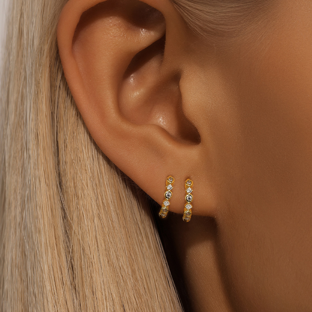 4g Weight 925 Sterling Silver Ear Needle Material Zircon Inlay Material Earrings Classification 1 Pair Quantity Holiday, Daily Occasion 925 Sterling Silver Material Geometric Pattern Women's Gender Inlay Design Simple Style, Shiny Style 1 Pair 925 Sterling Silver Zircon Geometric Earrings 7