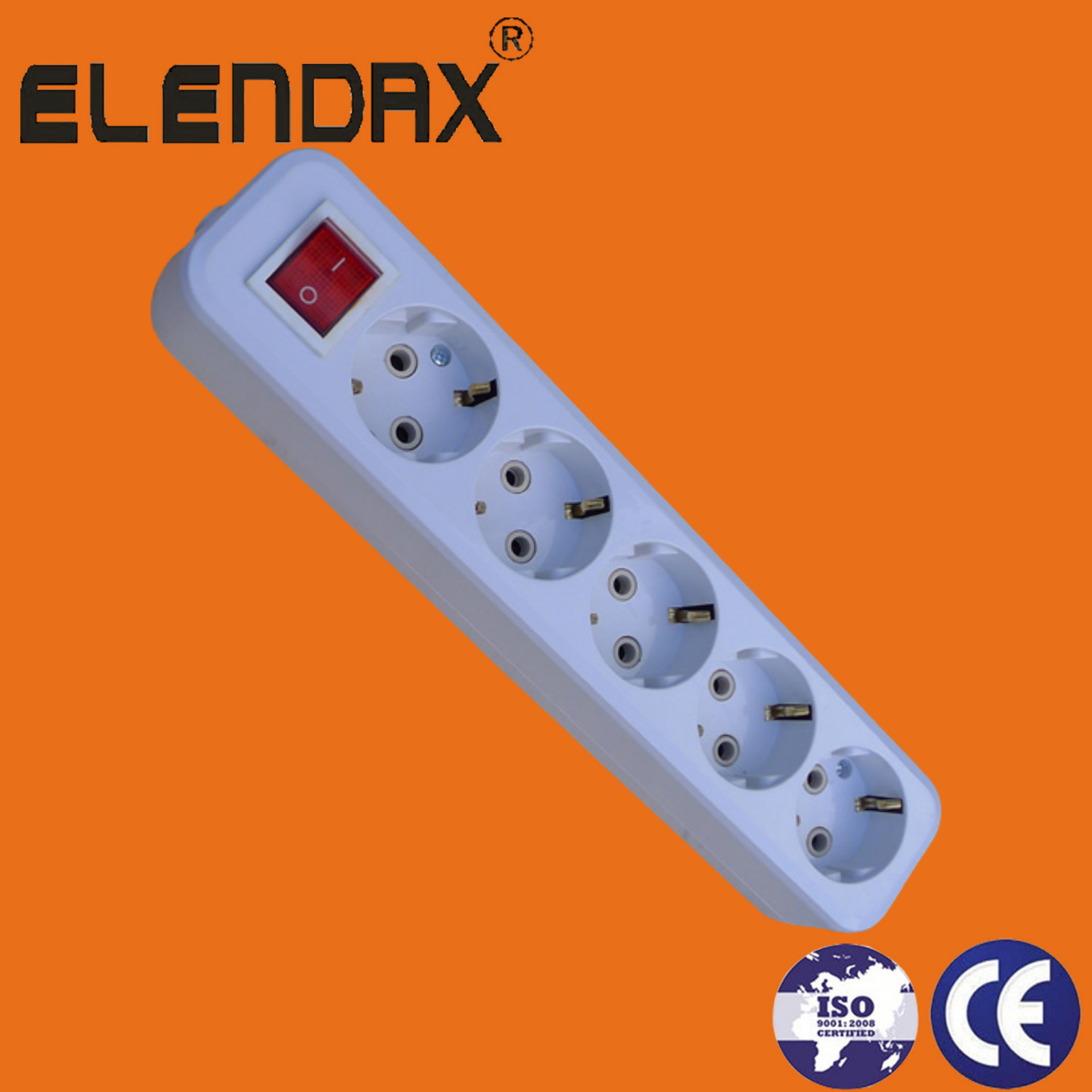 供应可拆卸可接线　带接地带开关　五位欧式排插 (E8005ES)