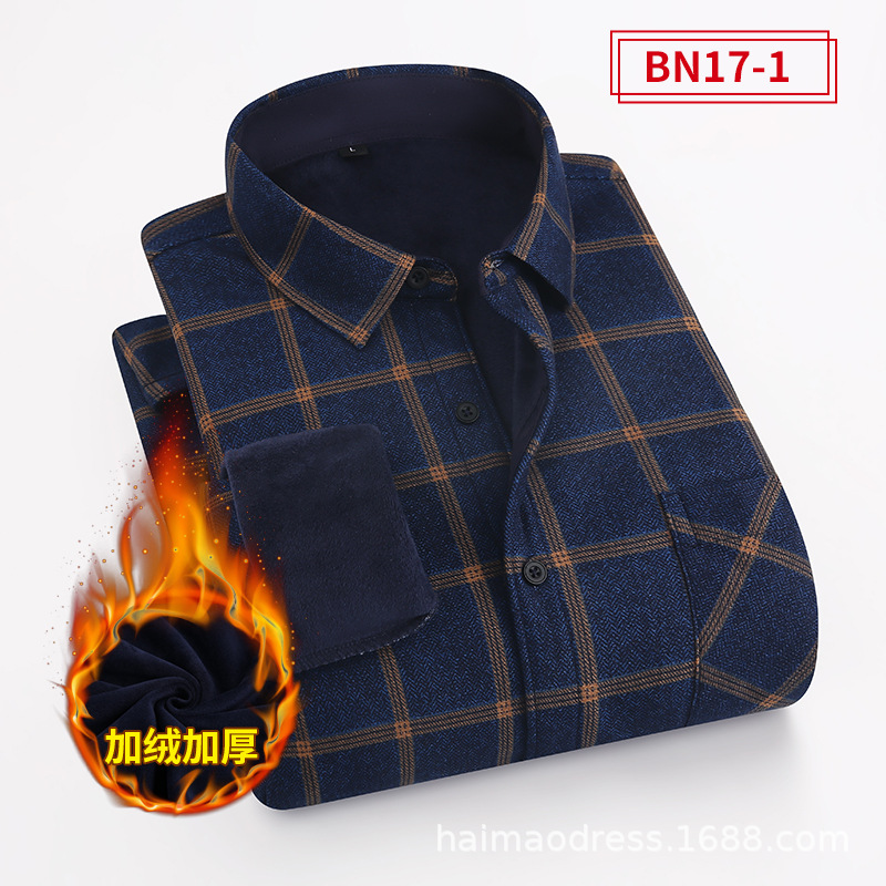 Otoño e Invierno nuevos hombres camisa de tela escocesa forrada de lana engrosada camisa caliente de los hombres de negocios casual ropa de abrigo rojo grande al por mayor